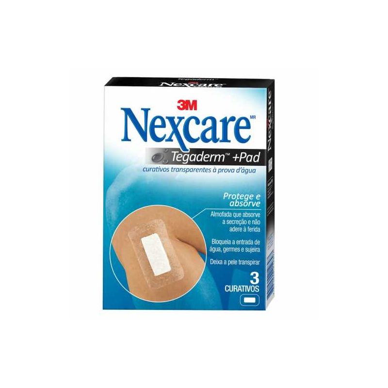 CURATIVO NEXCARE TRANSPARENTE TEGADERM +PAD COM 3 UNIDADES