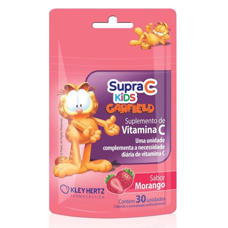 SUPRA C KIDS GARFIELD SABOR MORANGO COM 30 UNIDADES