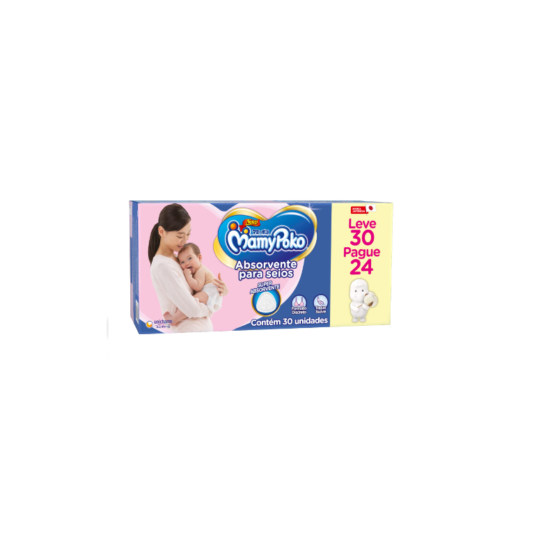 ABSORVENTE PARA SEIOS COM 30 UNIDADES