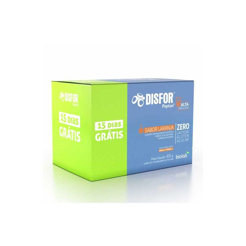 DISFOR PEPTAN SABOR LARANJA ZERO 30+15 SACHES 495G
