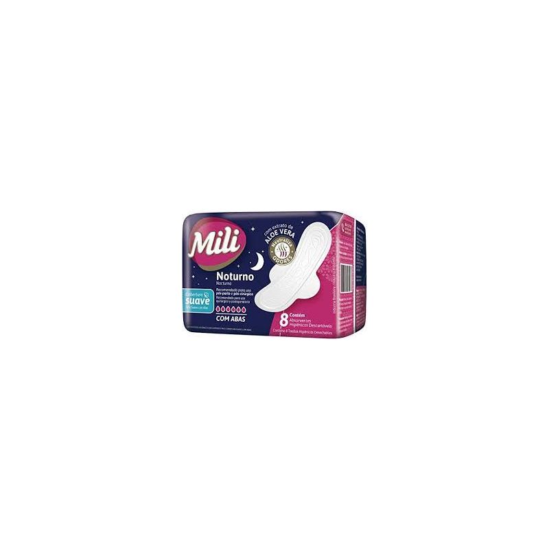 ABSORVENTE MILI NOTURNO SUAVE COM ABAS 8