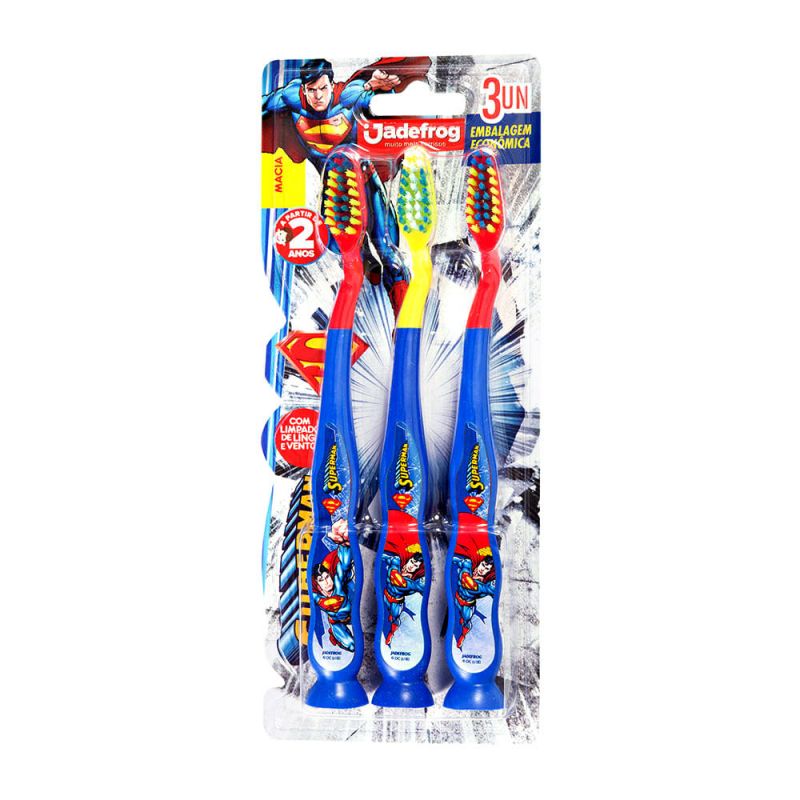 ESCOVA DENTAL INFANTIL JADFROG SUPERMAN 3 UNIDADES