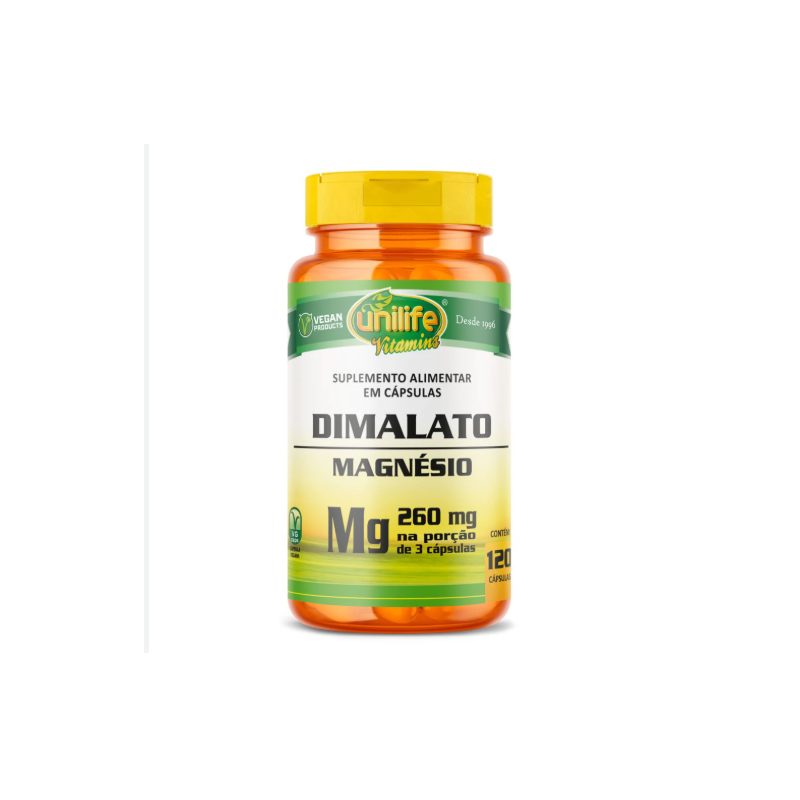 MAGNESIO DIMALATO 800MG COM 120 CAPSULAS UNILIFE