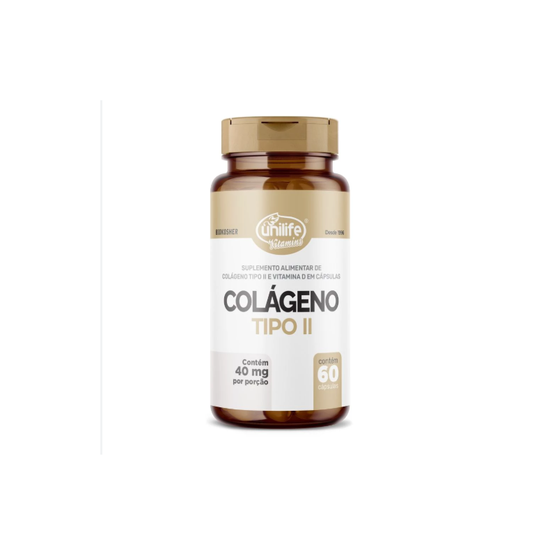 COLAGENO TIPO II + VIT D 400MG COM 60 CAPSULAS UNILIFE