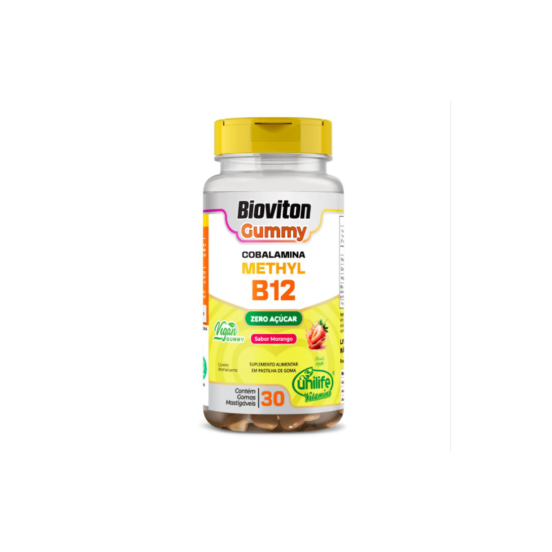 GUMMY METHYL B12 BIOVITON SAB MORANGO 2,5GR COM 30G UNILIFE