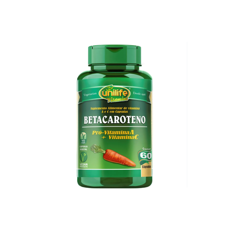 BETA CAROTENO 500 MG COM 60 CAPSULAS UNILIFE