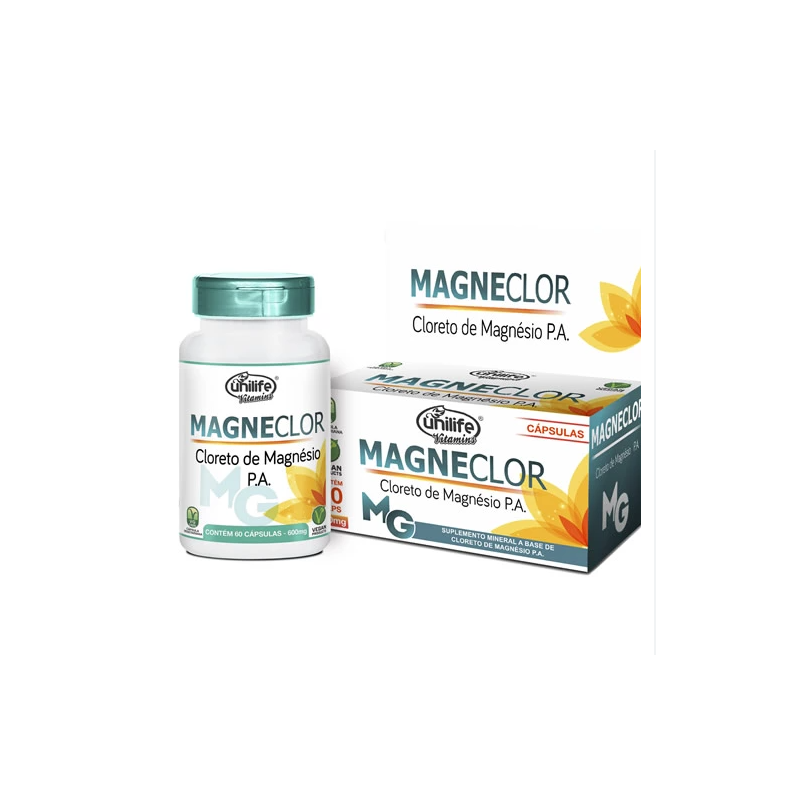 CLORETO DE MAGNESIO MAGNECLOR 600MG COM 60 CAPSULAS UNILIFE