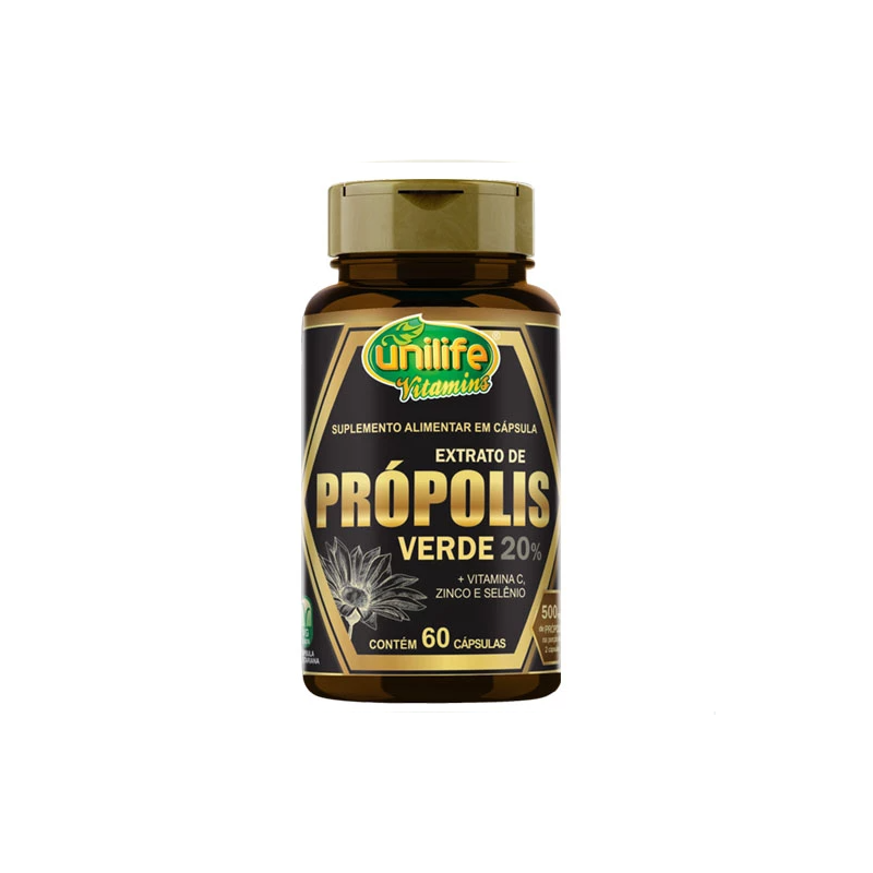 EXTRATO DE PROPOLIS VERDE 500MG COM 60 CAPSULAS UNILIFE