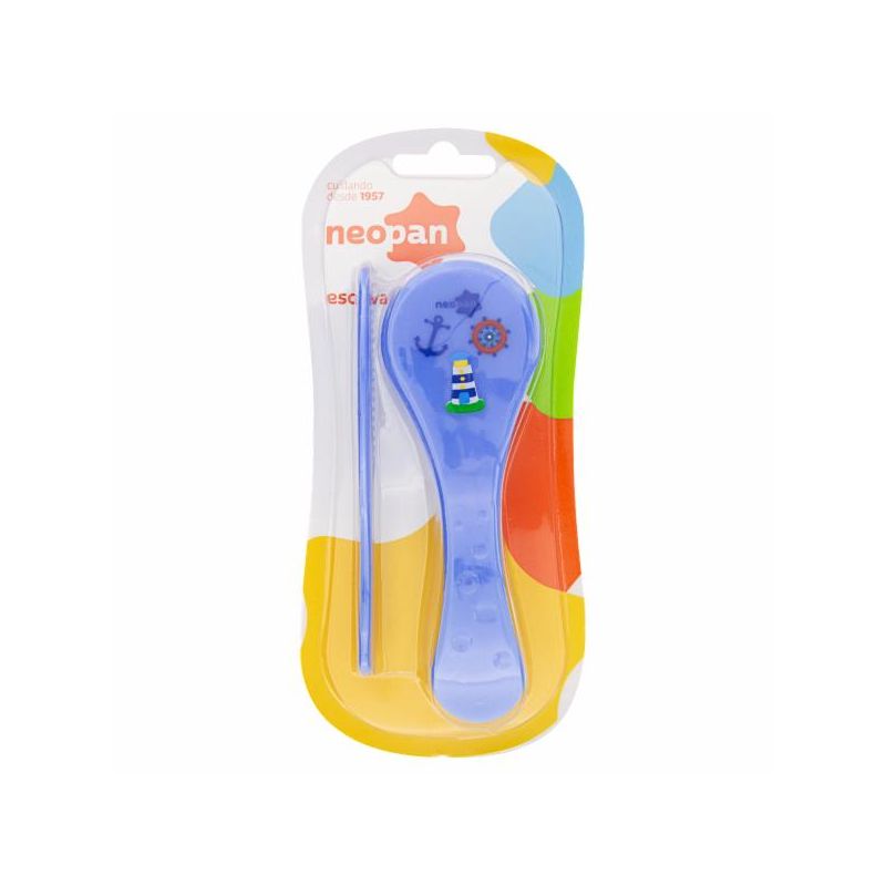 KIT ESCOVA E PENTE PARA BEBE NEOPAN AZUL