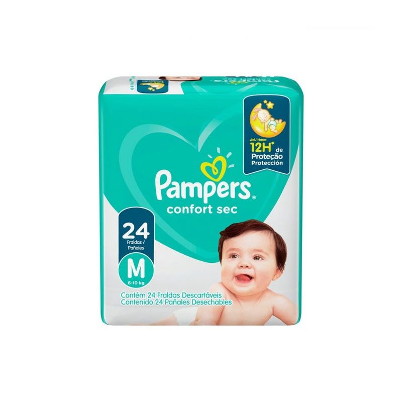 FRALDA PAMPERS CONFORTSEC PACOTAO M COM 24 UNIDADES