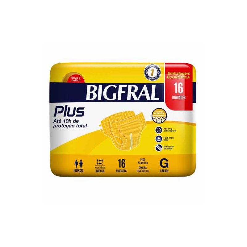 FRALDA BIGFRAL PLUS G COM 16 UNIDADES 