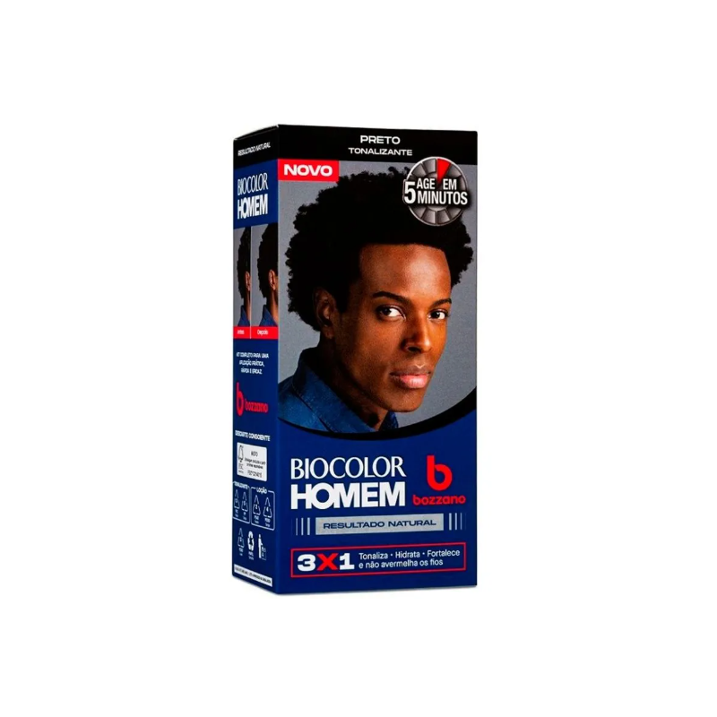 TONALIZANTE BIOCOLOR HOMEM 3X1 PRETO BOZZANO