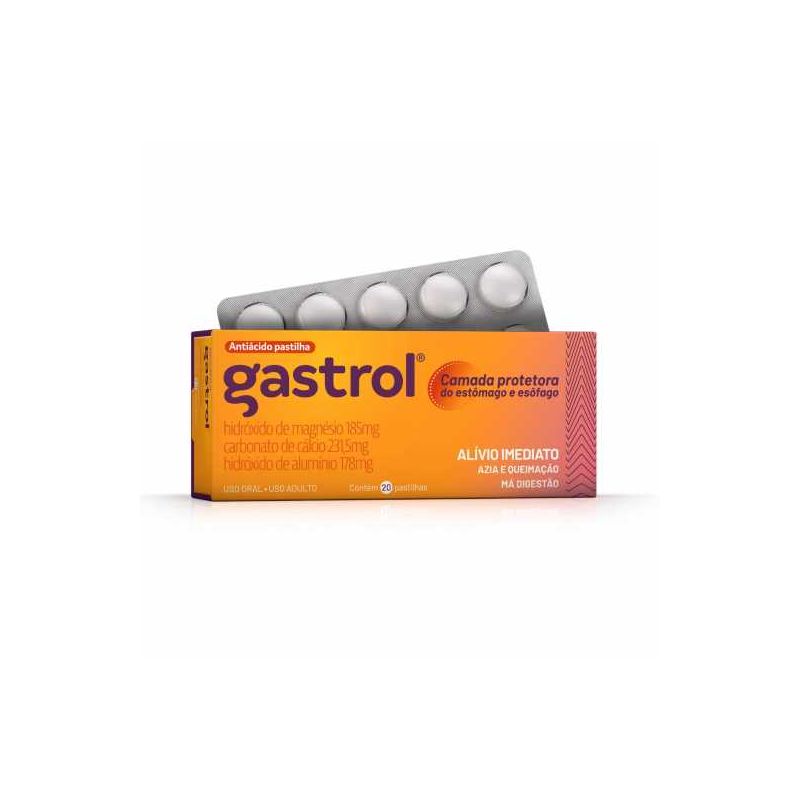 GASTROL PASTILHA COM 20 PASTILHAS MASTIGAVEIS