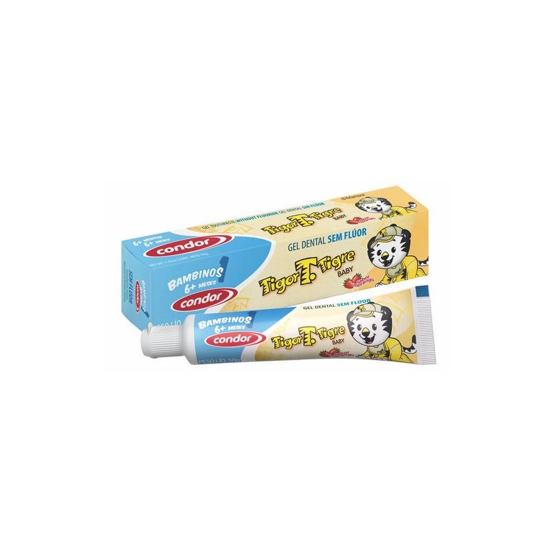 GEL DENTAL TIGOR S/FLUOR MORANGO 50G