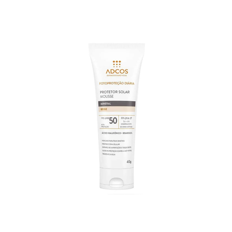 PROTETOR SOLAR FACIAL MOUSSE ADCOS MINERAL BEIGE FPS50 40G