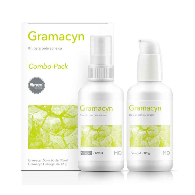 KIT GRAMACYN PELE ACNEICA SOLUÇÃO 120ML+HIDROGEL 120ML