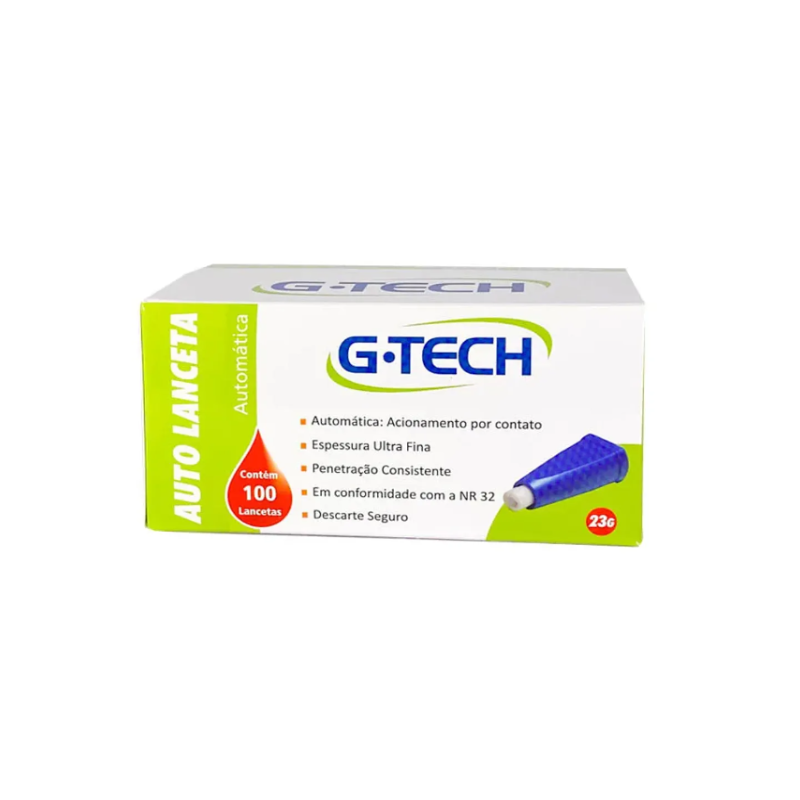 AUTO LANCETA MINI 23G ULTRAFINA COM 100 UNIDADES G-TECH