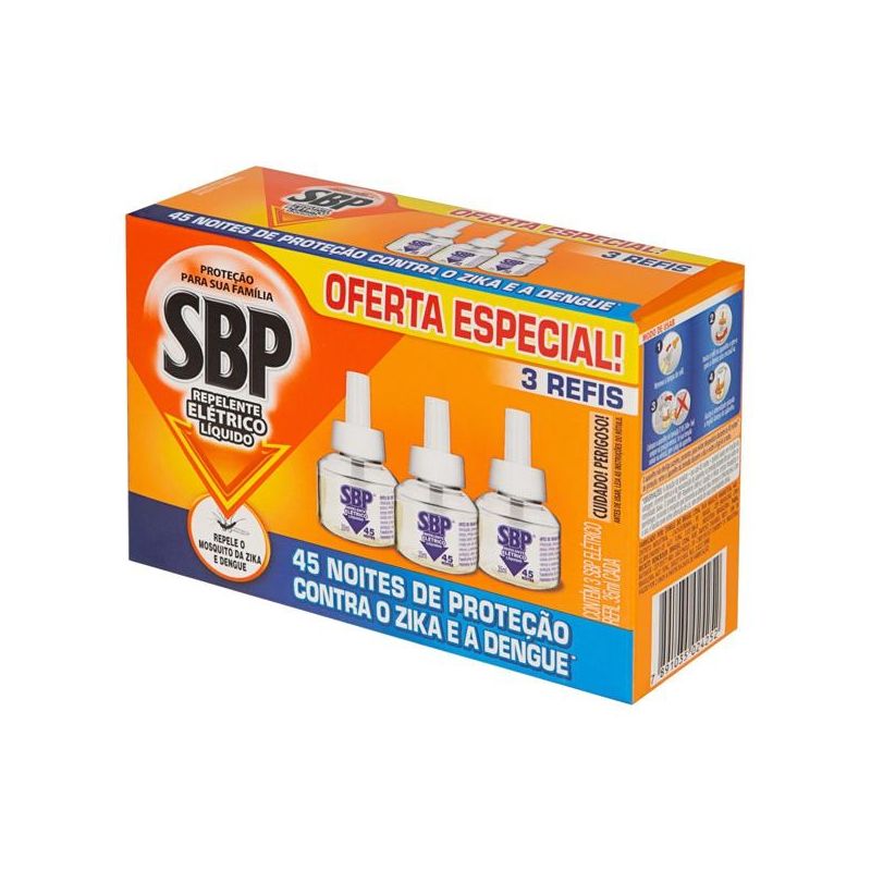 SBP REPELENTE LIQUIDO ELETRICO COM 3 UNI REFIL 35ML CADA