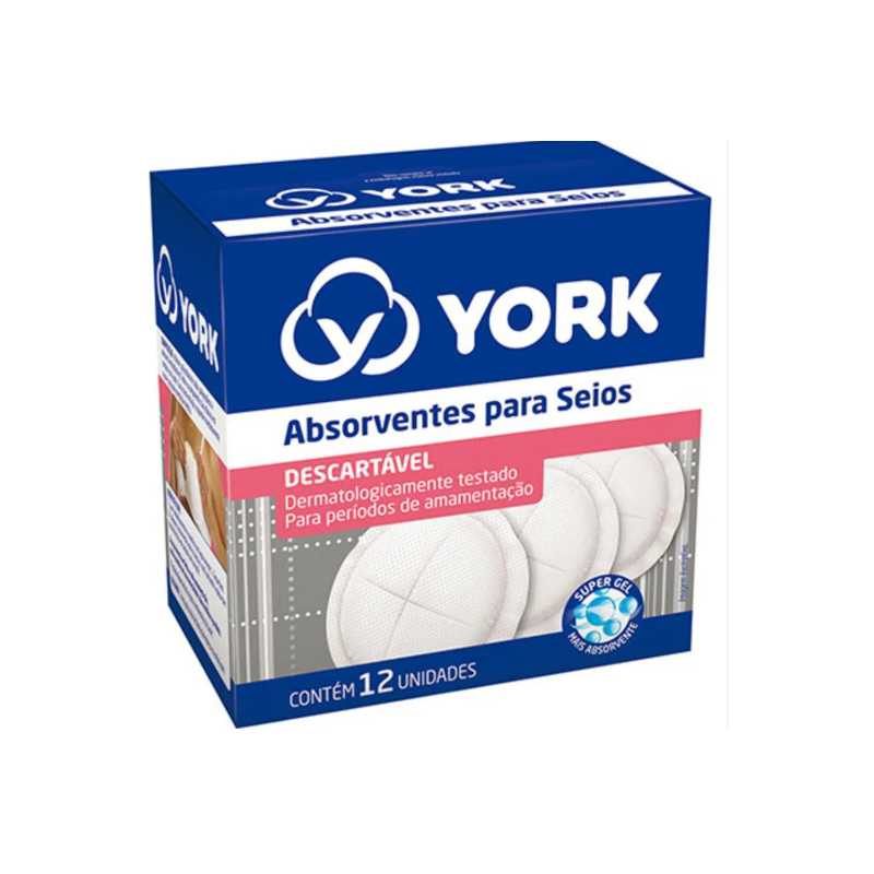 ABSORVENTE PARA SEIOS YORK COM 12 UNIDADES