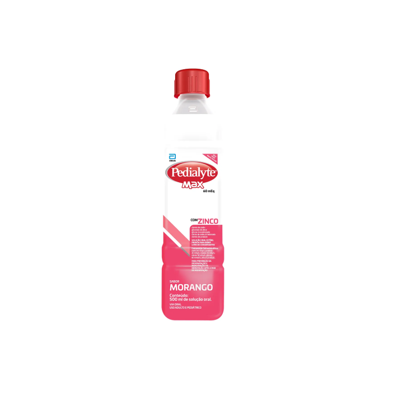 PEDIALYTE MAX COM ZINCO SASBOR MORANGO COM 500ML VALIDADE 06/2026