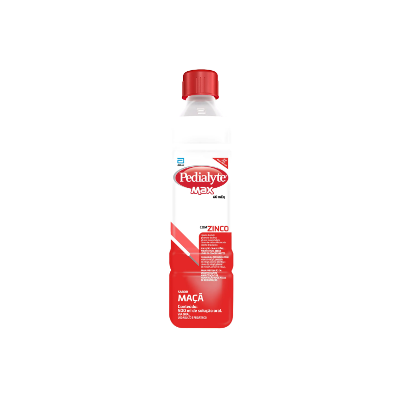 PEDIALYTE MAX SOLUÇÃO ORAL COM 500ML SABOR MAÇÃ VALIDADE 04/2026