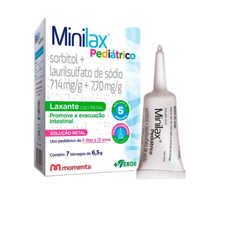MINILAX 714+7,7MG PEDIADRICO COM 7 BISNAGAS DE 6,5G MOMENTA