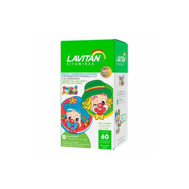 LAVITAN KIDS LARANJA/LIMÃO/UVA COM 60COMPRIMIDOS MASTIGÁVEIS