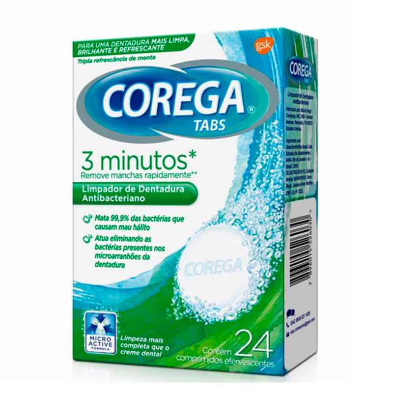 COREGA TABS 3 MINUTOS COM 24 COMPRIMIDOS EFERVESCENTES