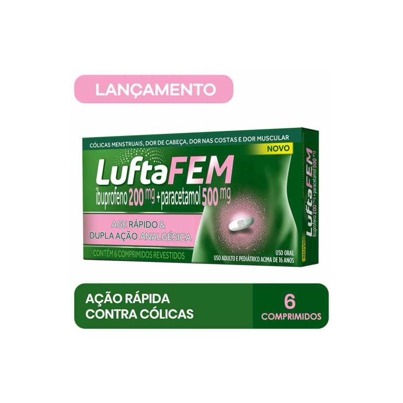 LUFTAFEM 200MG+500MG COM 6 COMPRIMIDOS-