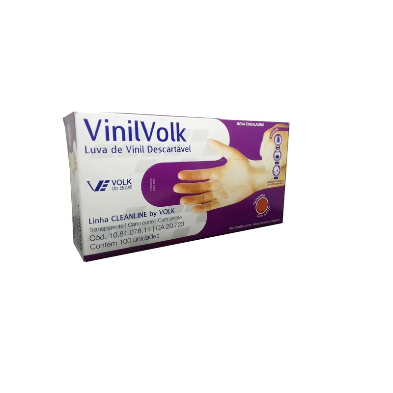 LUVA VINIL VOLK  G COM 100 UNIDADES