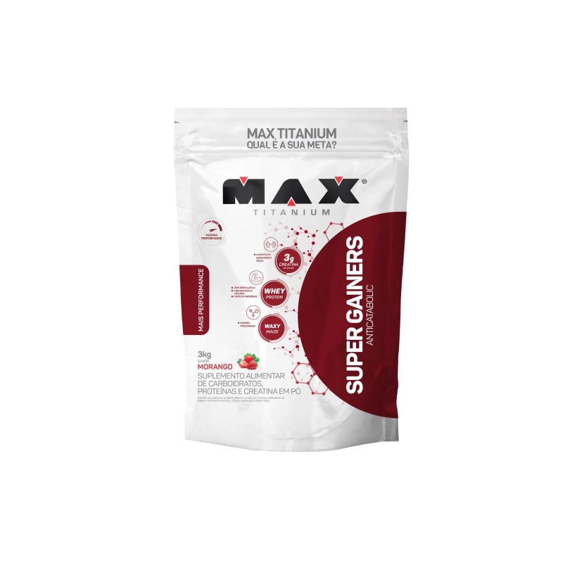 SUPER GAINER MORANGO MAX TITANIUN 3,0KG ORIGINAL