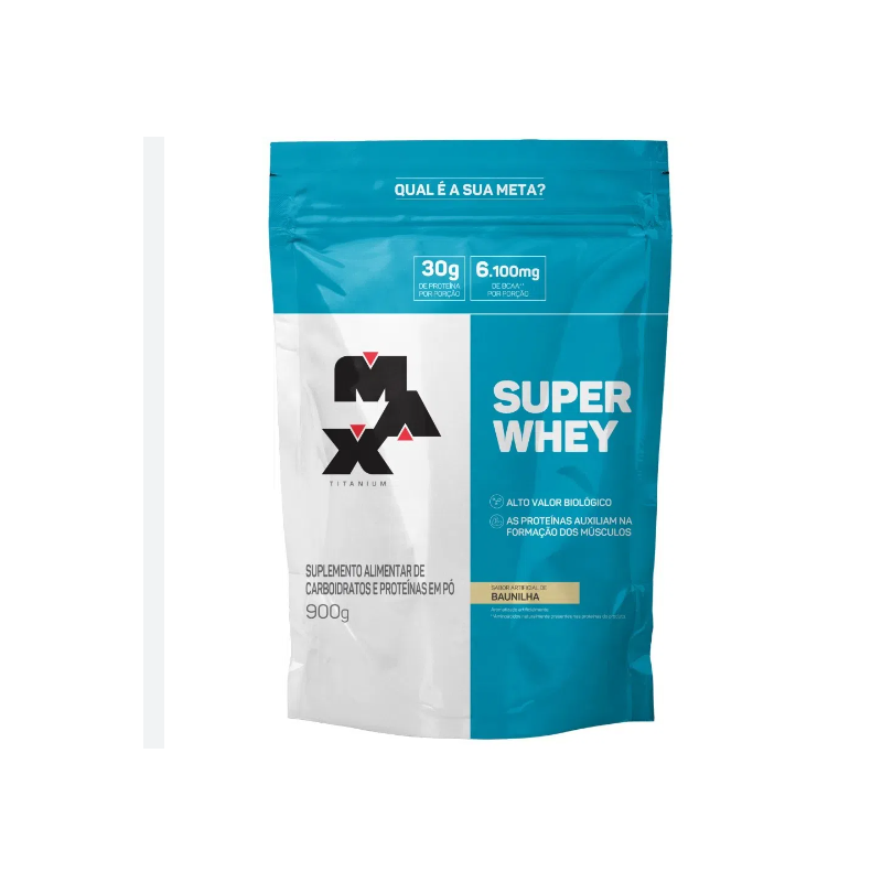 SUPER WHEY MAX TITANIUM REFIL, BAUNILHA, 900G
