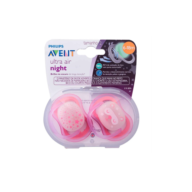 CHUPETA AVENT ULTRA AIR NIGHT 6-18 MESES ROSA 2 UND 
