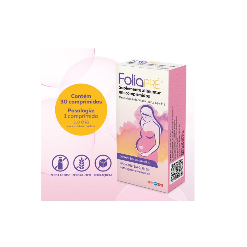 FOLIAPRE SUPLEMENTO ALIMENTAR COM 30 COMPRIMIDOS GROSS