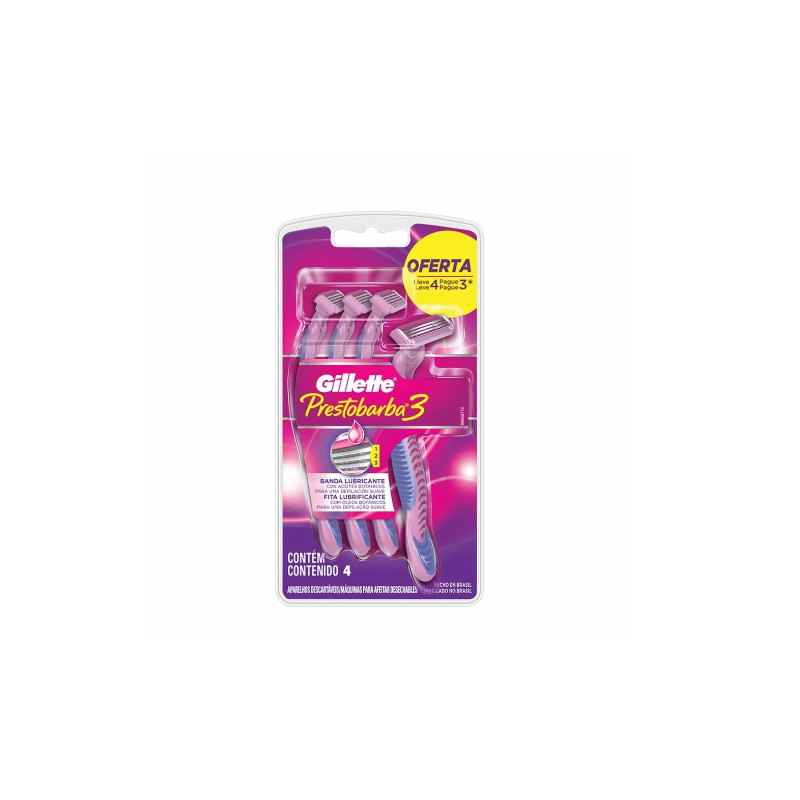 APARELHO DE DEPILAR GILLETTE PRESTOBARBA COM 4 UNIDADES