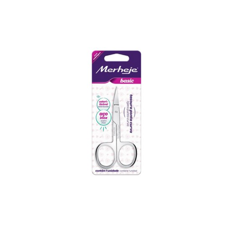 TESOURA ANATOMICA PARA UNHAS PTA CURVA MERHEJE BASIC
