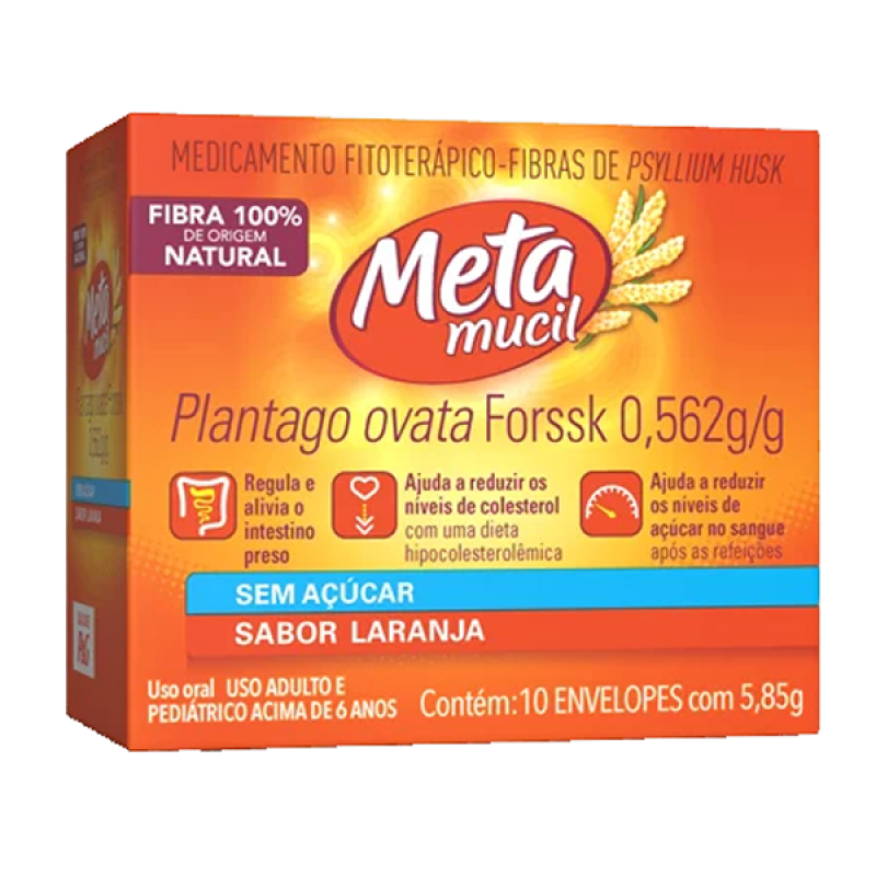 METAMUCIL SOLUVEL LARANJA COM 10 ENVELOPES DE 5,85 GRAMAS 