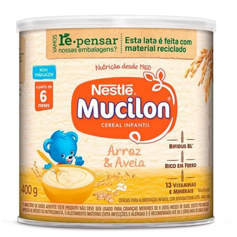 MUCILON LATA ARROZ E AVEIA COM 400 GRAMAS