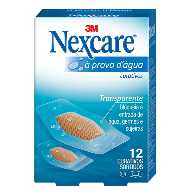 CURATIVOS NEXCARE TRANSPARENTE A PROVA D´AGUA SORTIDOS 12UN