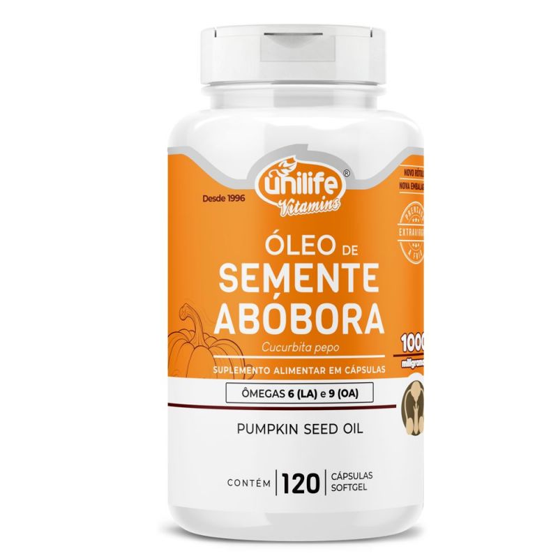 OLEO DE SEMENTE DE ABOBORA 1200 MG COM 120 CAPSULAS UNILIFE
