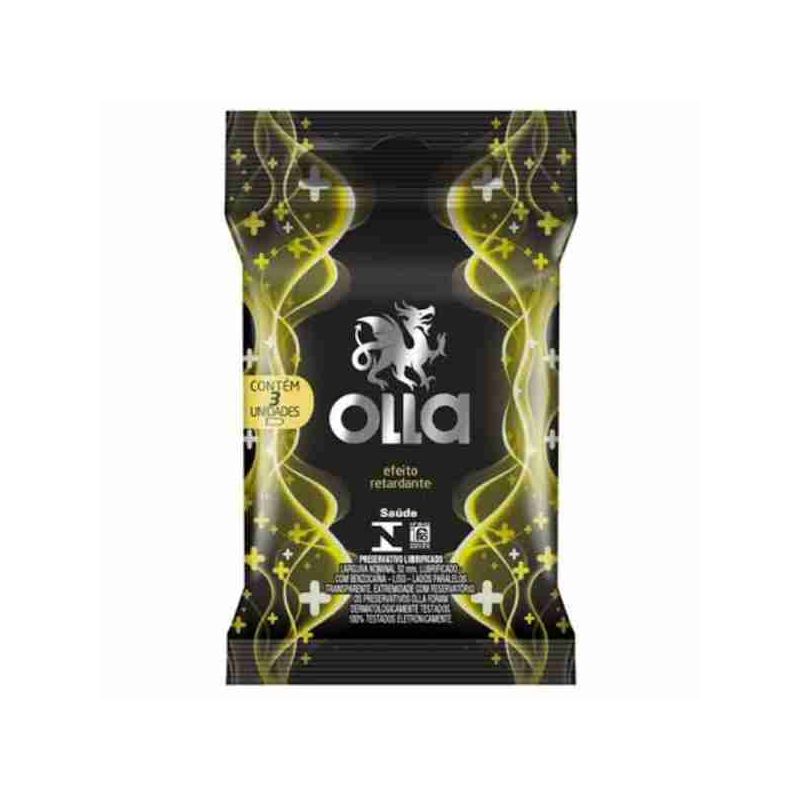 PRESERVATIVO OLLA EFEITO RETARDANTE COM 3 UNIDADES