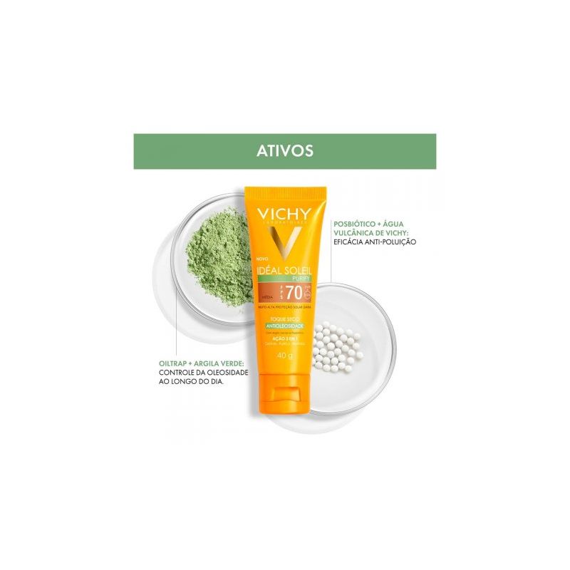 PROTETOR SOLAR VICHY IDEAL SOLEIL PURIFY COR MEDIA FPS 70 