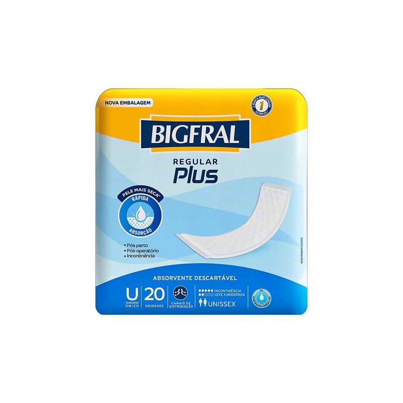 ABSORVENTE BIGFRAL PLUS TAMANHO UNICO COM 20 UN