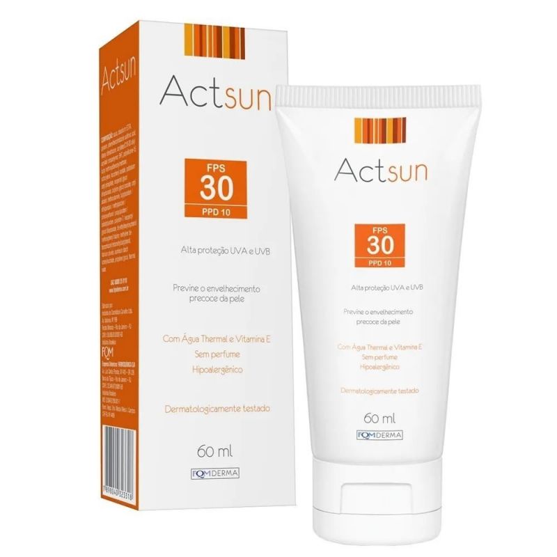 PROTETOR SOLAR FACIAL ACTSUN FPS30  60ML 