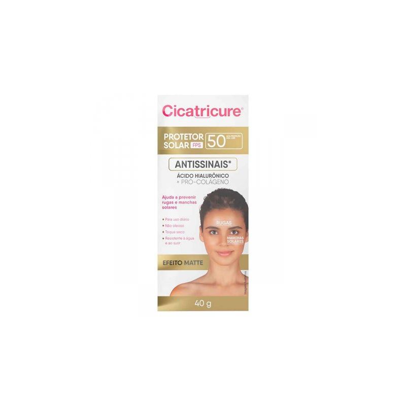 PROTETOR SOLAR CICATRICURE ANTISSINAIS FPS50 MATTE COM 40G