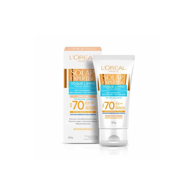 PROTETOR FACIAL LOREAL FPS70 TOQUE LIMPO COM COR  COM 40G