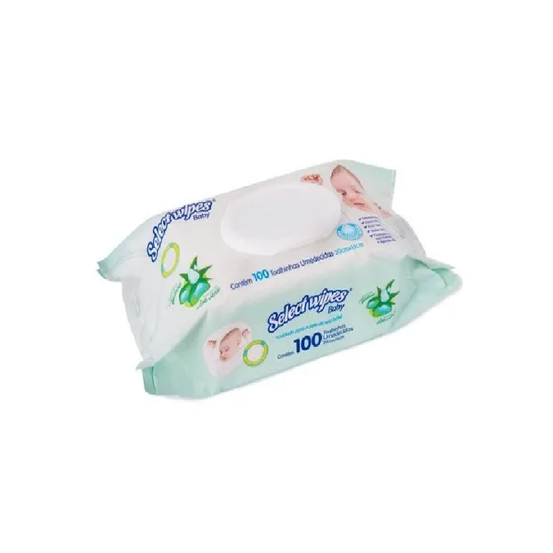 LENÇO UMEDECIDO SELECTWIPES BABY ALOE VERA COM 100 TOALHAS