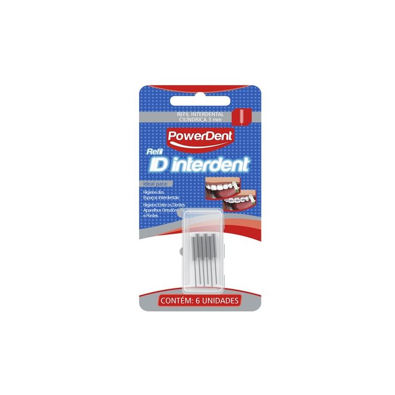 REFIL ID INTERDENT POWERDENT 3MM 6 UNIDADES