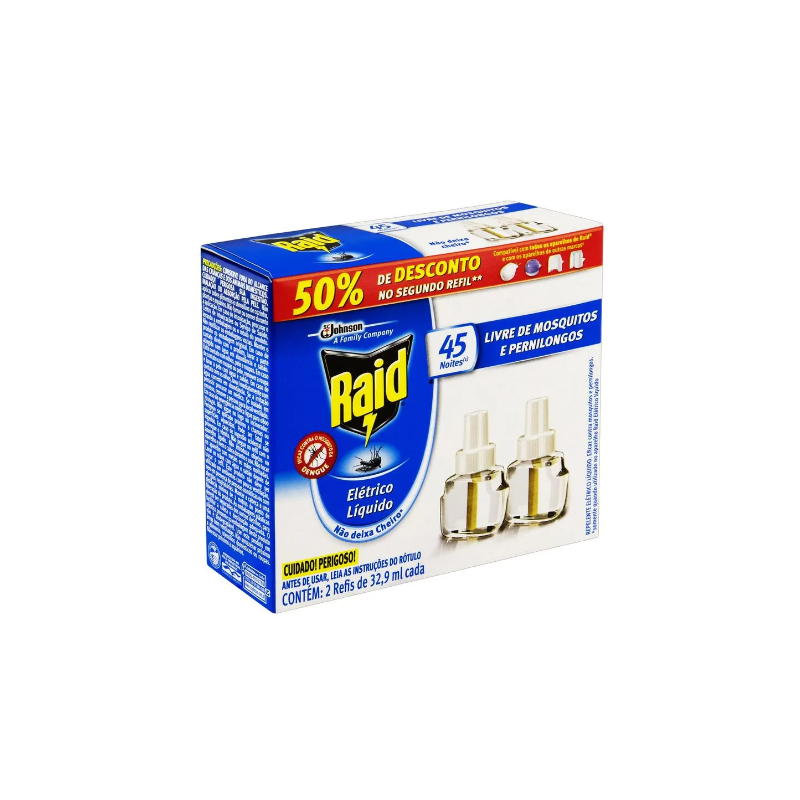 REPELENTE LIQUIDO RAID REFIL 2 UNI COM 32,9ML CADA
