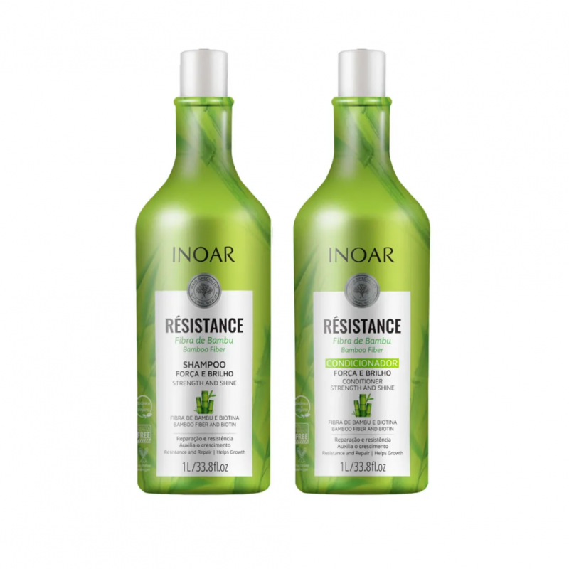 KIT INOAR RÉSISTANCE BAMBU SHAMPOO+CONDICIONADOR COM 1L CADA